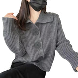 Zingj European Goods V-Neck Long Sleeve Loose Korean Version Of Fashion Casual Large Button Lapel Knit Cardigan Female Coat Sweater Tide-Outfit