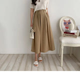 Zingj Lace High Waist Thin Pleated Half Elastic Waist Large Swing Skirt Women's Summer Long A-Line