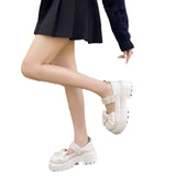 Mary Jane Shoes Female Spring New Pleated Bow Girl Single Shoes Thick Heel Fairy Wind Loafers Small White