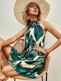 Summer women dresses Tropical Hawaii Print Tie Back Dress sexy party sleeveless skirt high street boho female A-line
