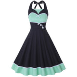 Elegant Vintage Floral Print Pleated Casual Dress Polka Dot Vestidos A-Line Pinup Business Party Women Flare Swing