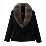 Women's Clothing 2025 Autumn And Winter 2025 New Collar Imitation Artificial Hair Tie Belt Repair Coat Coat Long