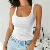 Sleeveless Spaghetti Vest Quality Knitted Camis U-neck Tank Tops Casual Solid Color Basic Camisole For Female Plus