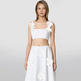 Sexy Small Sling 2025 Spring New Fashion Three-Dimensional Flower Splicing Design Ultra-Short Vest