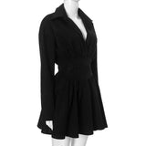 Black Embroidery Shirt Mini Dress- Outfit