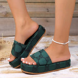 Zingj Bottom Slippers Women Wear The New 2024 Washed Letter Embroidery One Word Pine Platform Heighten Cool