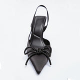 ZAR Woman 2022 Shoes Spring Summer New Fashion Pointed Toe Black High Heels Sandals Slippers Women Luxury Brand Plus Size