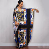 Print Deep V-neck Dress Batwing Sleeve Long Dresses Women 2022 Summer Dress Beachwear Bohemian Women Kaftan