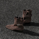 Retro Sleeve Two-Drain Square Head Short Boots Women 2025 New Belt Buckle Thick And Bundle Fashion