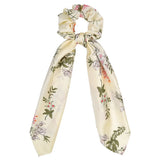 Bow Long Ribbon Hair Scrunchie Chiffon Floral Print Sweet Elastic Hair Band Ponytail Hair Scarf Hair Tie Hair