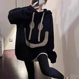 Black Apricot Color Sweater Women's Autumn And Winter Loose 2023 New Autumn And Winter Lazy Minority