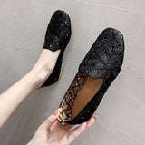 Shoes Women 2025 Summer New Large Square Head Shallow Flat Shoes Soft Soles Pregnant Women's Singles