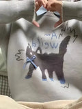 Academy Wind Knitted Sweater Woman Design Sensing Cat Pattern Lazy Small Knitted T-Shirt