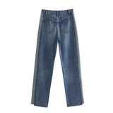2023 Jeans For Women Mid-Rise Denim Trousers Women Streetwear Y2k Pants Woman Fashion Asymmetric Frayed Hem Summer