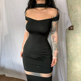 Mesh Patchwork Halter Neck See Through Long Black Dress Women 2022 Summer Sexy Hollow Out Bodycon Evening Party