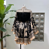 Leisure Tourism Style Southeast Asian Fashionable Thin Chic Print Joint Coated Leaf Bat Sleeve Loose