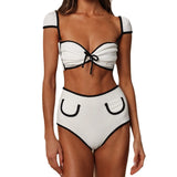 Solid-Color High-Waisted Bikini 2025 New Simple Split Swimsuit Lady Sexy