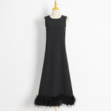 Zingj New Spring 2024 Round Collar Sleeveless Hem Stitching Feather