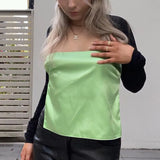 Summer Satin Strapless Tops Tank Sexy Silk Bandage Off Shoulder Sleeveless Club Women Tube Cop Top Y2k Backless