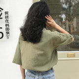 Women Pocket Simple Retro Half Sleeve Female Harajuku Hot Sale Ins Basic Tunic Tops Daily Popular Chic Preppy Style