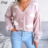 casual Knitted Cardiagn for women Autumn and winter new white cloud knitted cardigan sweater jackets women's
