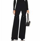 Fashion Autumn 2025 New High Waist Elastic Elastic Stitching Suit Pants Horn Show Thin Casual Pants
