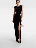 Sleeveless Temperament Sleeveless Sex Hollow Banquet Bag Ass Evening Dress Tight Bridesmaid