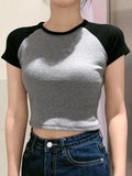 Short Sleeve Raglan Crop Top-Outfit