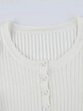Solid Breasted Ribbed Long Sleeve Knit- Outfit