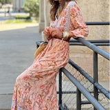 Spot 2025 Spring New Women's Fashion Bohemian Medium And Long Print