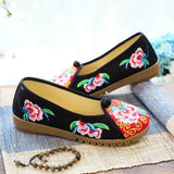 Zingj Shoes Ox Tendon Bottom Big Head Shoes Mother Grandma Shoes A Foot Pedal Cloth Shoe Women's Single Shoes Embroidered