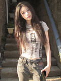 Fashion Chic Letter Tshirts Femme Summer All Match Y2k Aesthetic Crop Top Streetwear Casual Grunge Tee Shirts