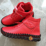 Velcro Short-Tice Cotton Shoes Female Hand-Slit Suture Thick Sole Plus Velvet Hair High-Top Single Shoes