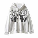 Hip Hop Streetwear Hoodies Women Jacket Angel Dark Print Jacket Coat Goth Harajuku Y2k Clothes Punk Jacket Outwear