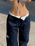 Fold Over Waist Y2K Straight Leg Pants- Outfit