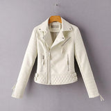 New Autumn Women Pu Faux Soft Leather Jacket Streetwear Punk Style Female Black Motorcycle Biker Turn Down Collar
