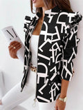 Wholesale Custom Autumn and Winter Ruffle Long Sleeve Zipper Printed Suit Small Coat for Women Women's Jackets