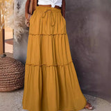 Women's Summer New Wood Ear Layered Skirt High Waist Tight With Lotle Side