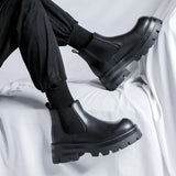 2025 New Round Head Thick Bottom Male High Help Middle Tube Youth Heel Set Foot Trend Martin Boots
