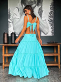 New Sexy Solid Women Dresses Deep V Sleeveless Naked Waist Split Long Dress Fashion Casual Party A-line Female