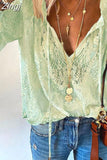 Lace Chiffon Blouse Women's Shirt 2023 Autumn Lace Blouse Casual Loose Tops Office Lady See Through Clothing