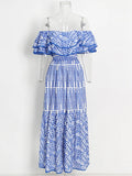 French Temperament High-End Dress 2025 Summer New Word Shoulder Lotus Leaf Side Waist Thin Dress Women