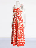 Spring 2025 New Fashion Sexy Printing Dot Tample Tling Belt Senior Sense Long Sling Dress