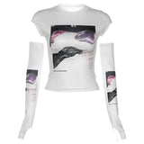 Slim Printed Round Neck Crop T-ShirtOutfit