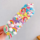 Girls Rubber Band Elastic Hair Bands Rainbow Cartoon Character Fruits Flower Headwear Girl Cute Sweet Hair