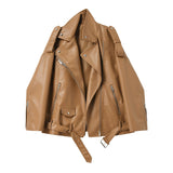 Spring Autumn Faux Leather Jackets Women New Loose Casual Coat Female Drop-shoulder Motorcycles Outwear With