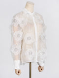 Zingj 2024 New Fashion Lapel Heavy Industry Organza Embroidery Three-Dimensional Flower Sequin Splice Design Sense
