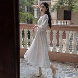 Fairy Morning Dress 2025 New Banquet Engagement French Long Sleeve Certificate Engagement White