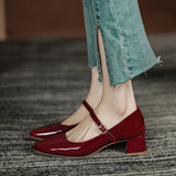 Zingj Mary Jane Shoes Spring 2023 New Thick Heel Retro Square Head Women's Shoes Fashion Temperament In The Heel Simple Single Shoes-Outfit