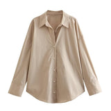 2025 New Women's Long Sleeve Lapel Loose Striped Silk Shirt